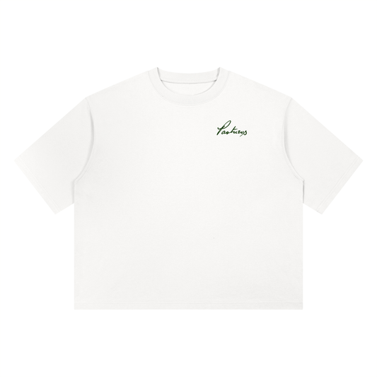 Script Tee White - Boxy Heavyweight
